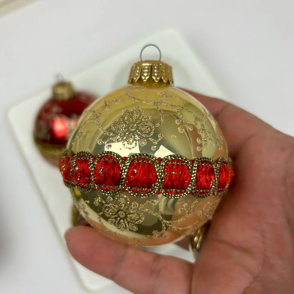 Vintage Christmas by Krebs 4 Glass Christmas Tree Ornaments -Collectible Sparkly